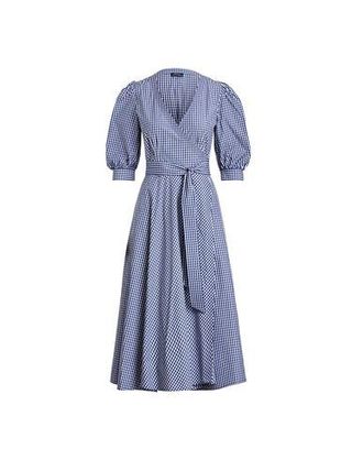 Ralph Lauren COTTON GINGHAM WRAP DRESS