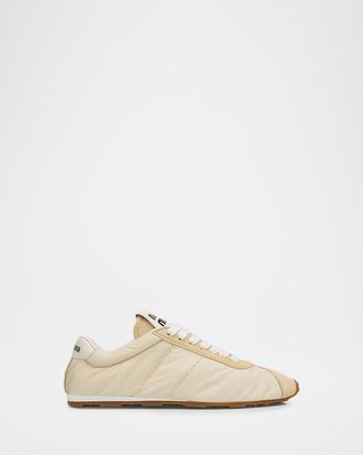 Miu Miu Low-Top Nylon & Suede Sneakers