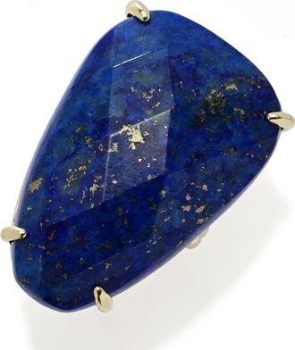 Aurelia Aurelia 18K Gold Plated 32x21mm Fancy Shape Lapis Statement Ring