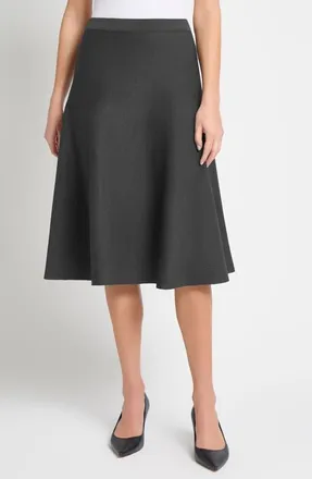Ming Wang Flare Knit Midi Skirt in Granite at Nordstrom, Size Xx-Small