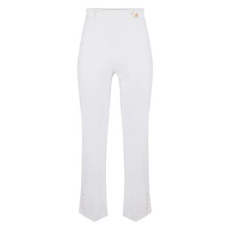 Elisabetta Franchi Straight Trousers, female, White, Size: M Lightweight Crepe Trousers