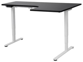 Beliani Escritorio regulable de derivado de madera negro