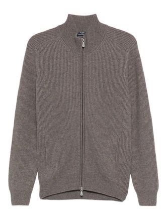 Barba ribbed zip-up cardigan - men - Fabric - 52 - Brown