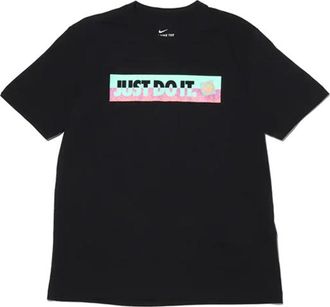 Nike Mens Nike Contrasting Colors Large Logo Casual Sports Round Neck Short Sleeve Black T-Shirt DD1277-010