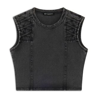 Freddy Top cropped effetto denim decorato sulle spalle