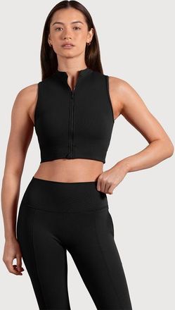 Bloch Ladies Active Zip Front Crop Top, Steel Grey