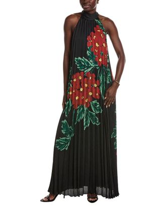 Emanuel Ungaro Lester Halter Sleeveless Pleated Maxi Dress