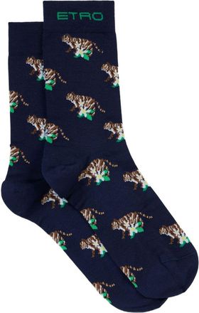 Etro Sokken met Tiger-jacquard - Blauw