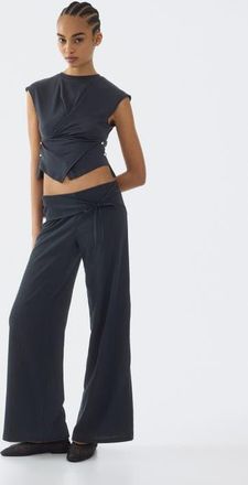 H&M Tie-detail jersey pants in Dark Blue at Nordstrom, Size Xx-Large