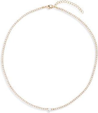 Nordstrom Rack Cubic Zirconia Tennis Necklace in Clear- Gold at Nordstrom Rack