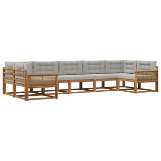 vidaXL Conjunto De Sof&aacute;s De Exterior 7 Pcs Natural Y Gris Claro Vidaxl