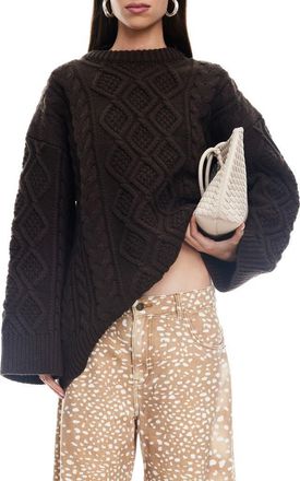 Lioness Gigi Oversize Cable Stitch Sweater in Chocolate at Nordstrom, Size X-Large