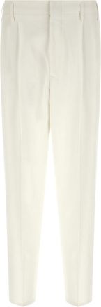 Brunello Cucinelli White Tapered Pleated Pants