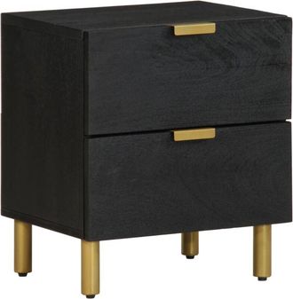 vidaXL Bedside Cabinet Black 40x33x46 cm Solid Wood Mango Vidaxl