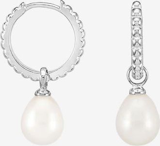 Dower & Hall Timeless Oval Pearl Charm Hoops in Sterling Silver at Nordstrom