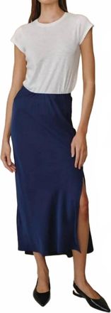 Bella Dahl Side Slit Bias Maxi Skirt In Eclipse Blue