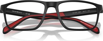 Emporio Armani 0ea3233 Rectangular Matte Black Eyeglass Frames with Red Accents