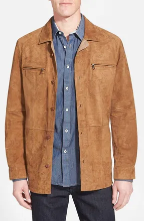 Missani Le Collezioni Suede Shirt Jacket in Whiskey at Nordstrom, Size Large