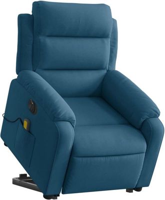 vidaXL Sill&oacute;n Reclinable De Masaje El&eacute;ctrico Elevable Terciopelo Azul Vidaxl