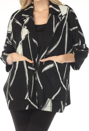 Joseph Ribkoff Abstract Jacquard Boxy Jacket In Black Off-White
