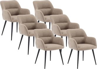 Vente-Unique Vente-unique - Lotto Di 6 Sedie Con Braccioli Tessuto E Metallo Beige - Heka