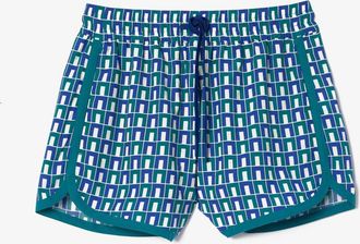 Lacoste Womens Graphic Motif Draped Shorts in Blue Cotton - Size 14 UK