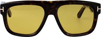 Tom Ford Icon Geometric Zonnebrillen - Heren - Zonnebrillen - Bruin - 56 MM - Accessoires