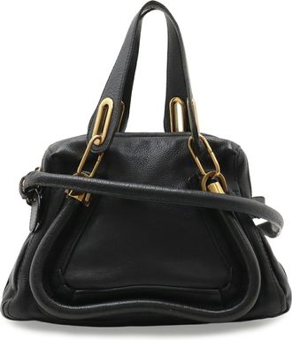 Chlo&eacute; Paraty Black Leather Handbag Shoulder Bag Tote Bag (Pre-Owned)