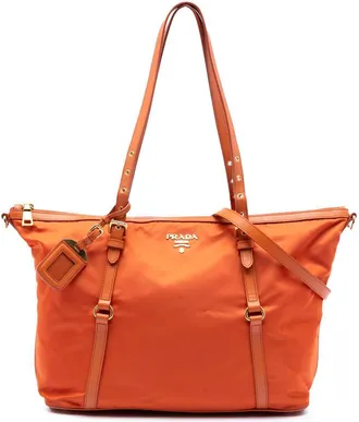 Prada Pre-owned Prada Saffiano Trimmed Tessuto Satchel Ladies QUX26E1HQLR9ELU5