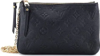 Louis Vuitton Black Monogram Empreinte Leather Double Zip Pochette (Authentic Pre-Loved)
