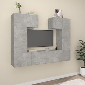 vidaXL Set De Muebles De Tv 6 Pzas Madera Contrachapada Gris Hormig&oacute;n Vidaxl