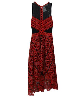 Jonathan Simkhai Geborduurde Hi-lo Halterjurk in Rood Polyester