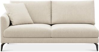 Castlery Lena Left Arm 2 Seater Sofa Customized, Cream Performance Linen Weave, Matte Black Legs, Spill Resistant, Removable Covers for Sofas