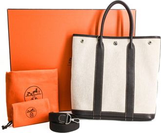 Hermès Marron Leather Toile H Handbag Shoulder Bag Tote Bag (Pre-Owned)