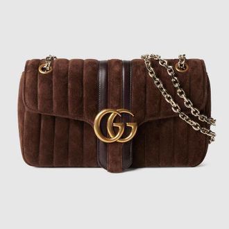 Gucci Jetset GG Marmont Medium Shoulder Bag, Brown, Suede