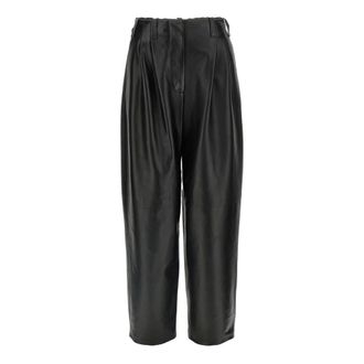 Givenchy Double Pleat Trousers in Leather - female - Givenchy - Leather Trousers - Black - XS - Trousers