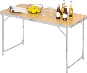 Woltu Woltu Tavolo Da Campeggio Pieghevole Portatile Con Maniglia Per Picnic Giardino Quercia