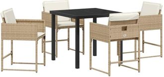 vidaXL Garden Dining Set 5 pcs Beige Poly Rattan Vidaxl
