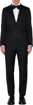 Tagliatore Mens Suit Single-Breasted Wool Black Virgin Suits