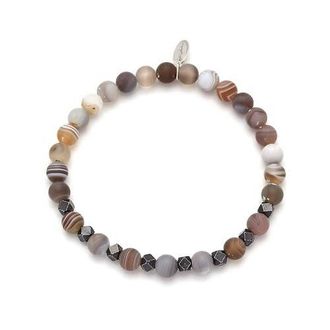 Jan Leslie 6mm Matte Agate Bead With Burnished Silver Bead in Grey at Nordstrom