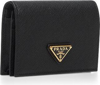 Prada Womens Wallet Saffiano Leather Black Calf & Purses