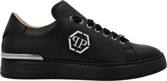 Philipp Plein Schoenen, unisex, Zwart, 47 EU, Leer, Lo-Top Sneakers Hexagon