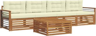 vidaXL Conjunto De Sof&aacute;s De Exterior 5 Uds. Natural Y Crema Vidaxl