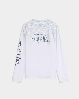 Salt Life Current and Catch Fade Perforated Tee in Grey at Nordstrom, Size Medium