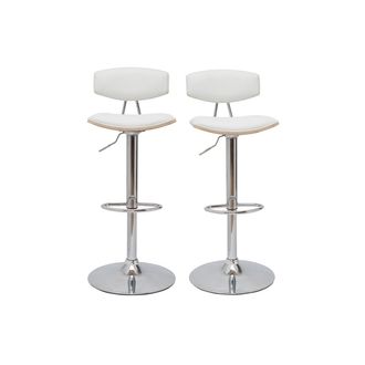 Miliboo Set De 2 Taburetes De Cocina De Dise&ntilde;o Regulable Blanco Y Madera Clara Vasco