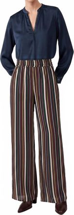 Current Air Striped Wide Leg Pants In Burgundy Multi