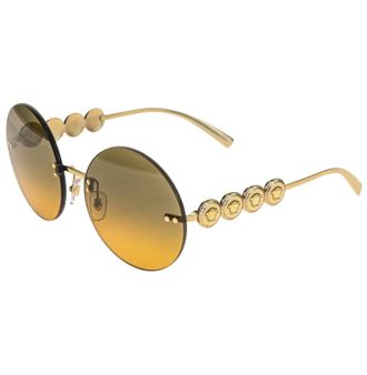 Versace Womens Ve2214 Medusa Rimless Round Non-Polarized Sunglasses In Gold