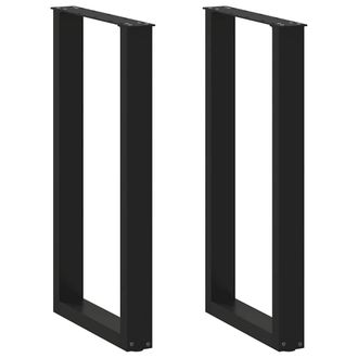vidaXL Vidaxl Gambe Per Tavolo Da Bar A Forma Di U 2 Pz Nere 50x(90-91) Cm In Acciaio