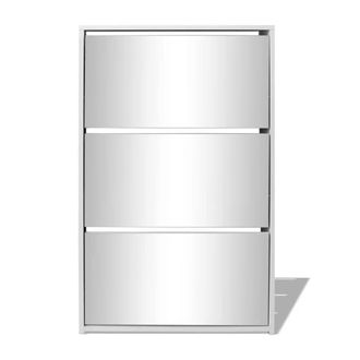 Berkfield Home Shoe Cabinet 3-Layer Mirror White 63x17x102.5 cm