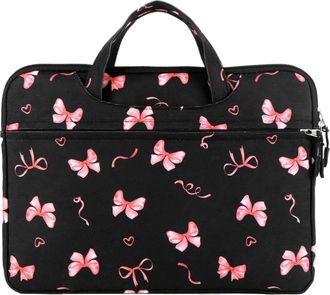 Generic Cymwer Bowknot Large Capacity Laptop Case W/Zipper for School Office Business (Black)